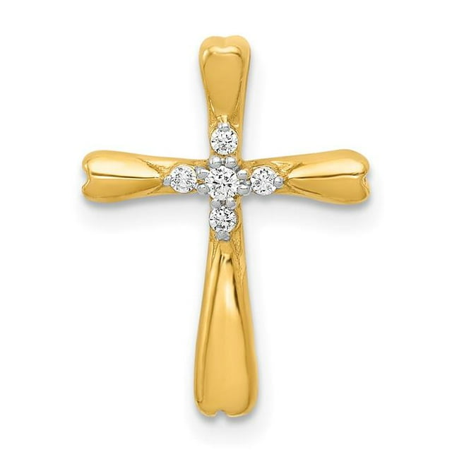 Quality Gold PM5013-005-YA 14K Yellow Gold Diamond Cross Slide Pendant