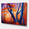 thumbnail image 3 of Designart ' Abstract Blue Silhouettes Of Trees In Orange Autumn Forest ' Farmhouse Canvas Wall Art Print, 3 of 4
