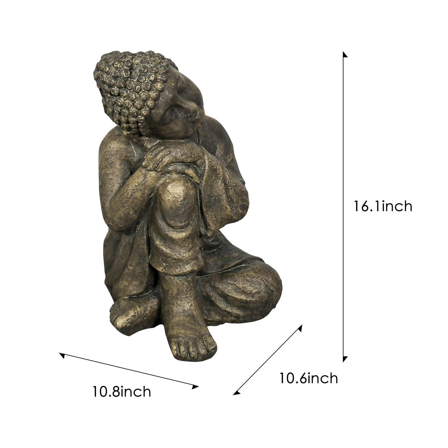SunJet Outdoor Buddha Statue - Hug Knee Sleeping Buddha Sculpture Meditating Decorations for Garden,Patio, Balcony, Porch, Yard Art Ornament