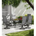 thumbnail image 4 of UDPATIO Patio Swivel Chairs Set of 6, High Back Outdoor Dining Chairs  for Lawn Garden Backyard, Gray and White Cotton, 4 of 9