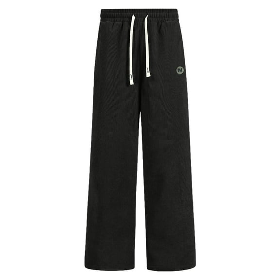 Xzbqbs Sweatpants for Men Corduroy Wide Leg Baggy Straight Fleece Thermal Pants Elastic Waist Drawstring Jogger Travel Pants for Men
