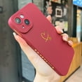 thumbnail image 6 of Compatible with iPhone 14 Plus Case for Women, Cute Plated Love Heart with Full Camera Lens Protection Soft TPU Slim Shockproof Phone Case for iPhone 14 Plus 6.7 Inch - Wine Red, 6 of 6