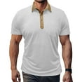thumbnail image 2 of Yiaimeir Men's Solid Color Button Pocket Lapel Short Sleeve Top Men's Casual Fashion Shirt,Size M-2XL, 2 of 5