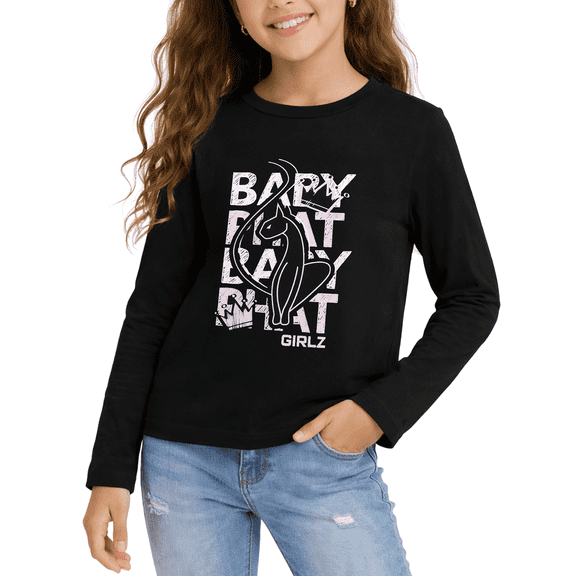 Baby Phat Girls Long Sleeve Shirts – Crewneck Pullover Graphic Tee, Long Sleeve Shirts for Girls