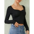 thumbnail image 3 of KelaJuan Womenacute;s Spring Summer Fitted Crop Tops Long Sleeve Low Cut Solid Color Slim T-shirt, 3 of 6