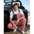 thumbnail image 5 of 250th Anniversary Mens American Flag Overalls USA Denim Bibs Coveralls 4th of July Jumpsuit(Red White and Blue,L), 5 of 12