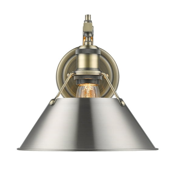 Yep by Golden Lighting Orwell 1-light Wall Sconce in Aged Brass and Pewter shade
