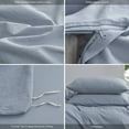 thumbnail image 6 of MooMee Duvet Cover Set Queen 100% Washed Cotton Twill Ultra-Soft Breathable Linen Like 3-Piece (Cornflower Blue, 90"x90"), 6 of 7