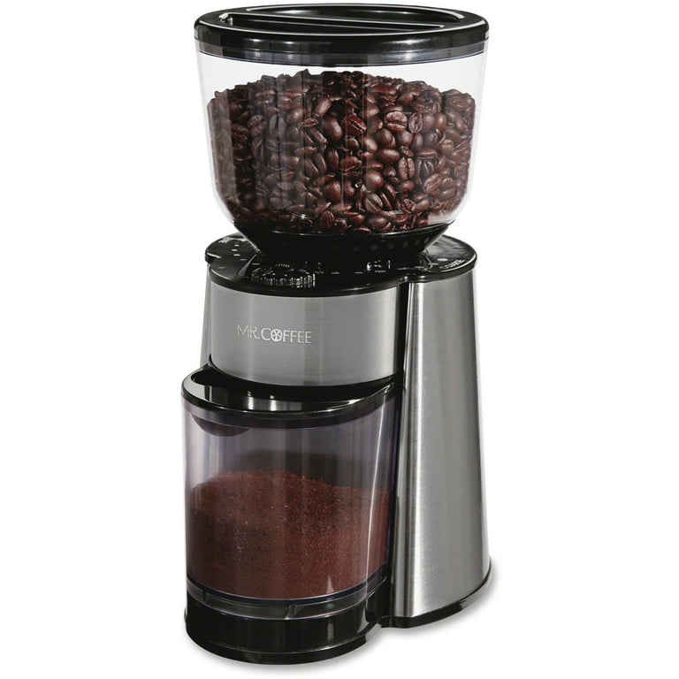 Mr. Coffee Automatic Silver Burr Mill Grinder with 18 Custom