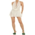 thumbnail image 4 of POINTERTECK Robe Courte Sexy Sans Manches Dos Nu en Maille Transparente Col en V Couleur Unie Mini Robe de Soirée Club, 4 of 6
