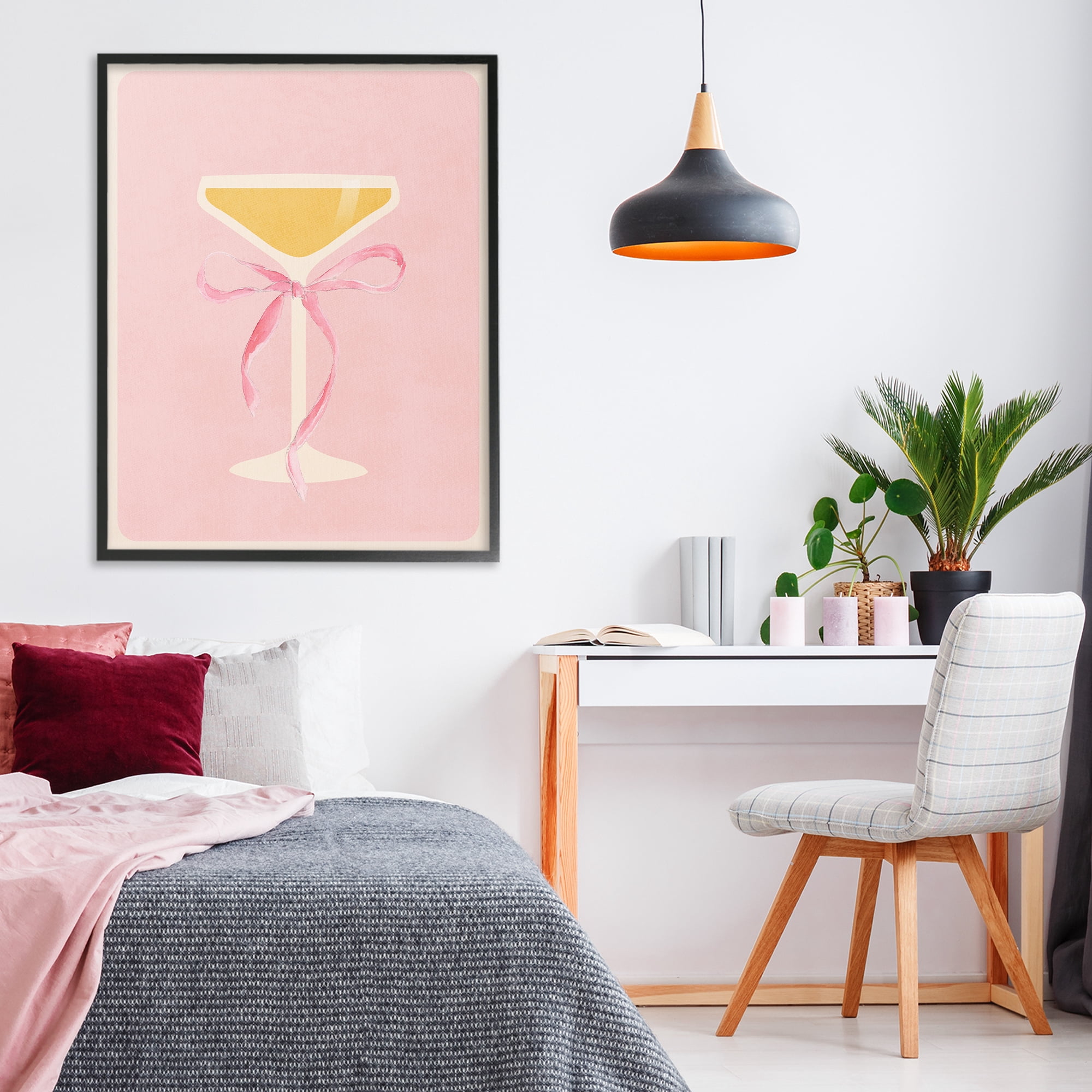 Stupell Industries Champagne Party Glass Black Framed Giclee Art, design by Lucille Price