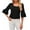 Black, variant on Giftesty Womens Tops Plus Size Women's Casual Solid Color Neck Ruffled Middle Sleeve Loose T-Shirt Top