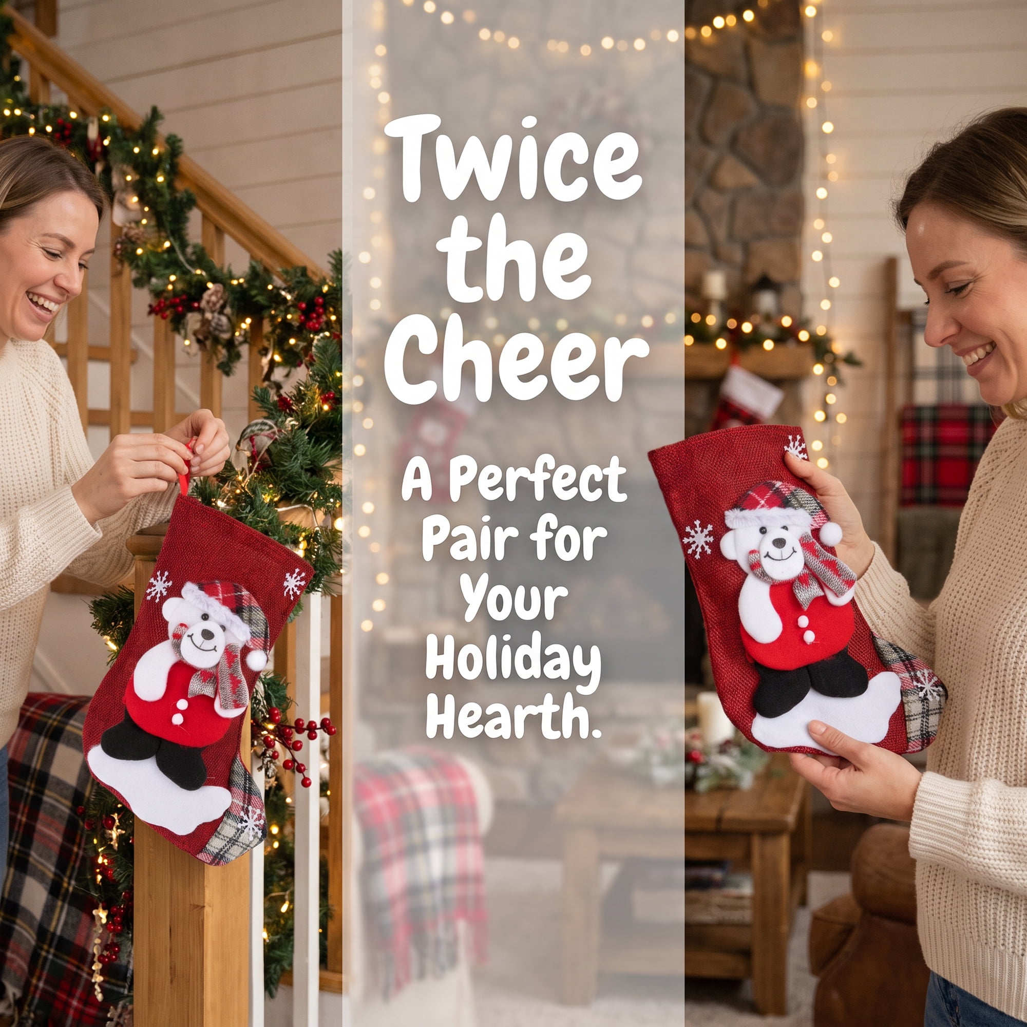 Unique Bargains Novelty Cartoon Christmas Stockings Assorted Garland Accents Bear 8"