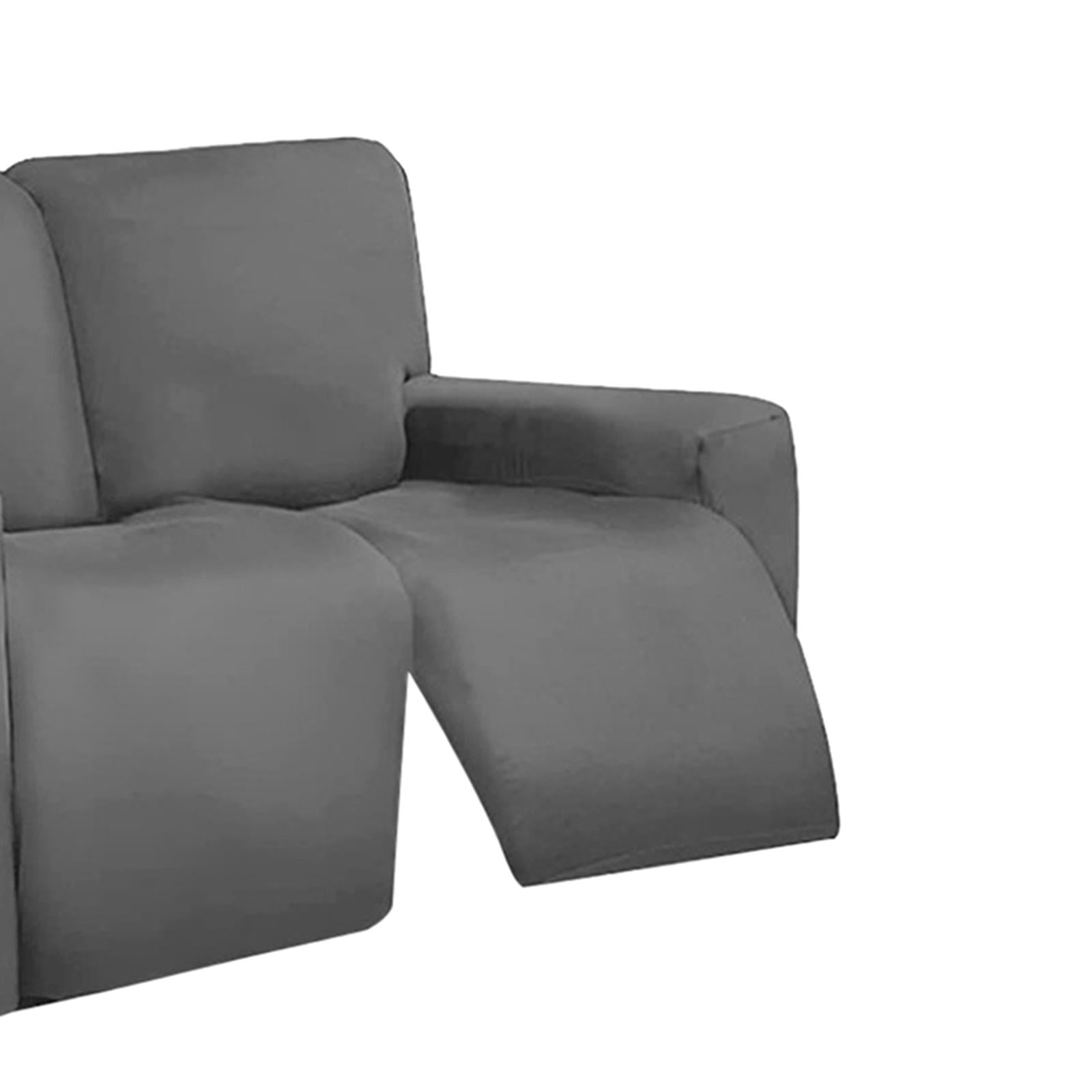 Stretch Sectional Recliner Sofa Slipcover Soft Fitted Fleece Couch Cover Washable Furniture with for Kids Pet Dark Gray 6 Slices
