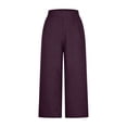 thumbnail image 4 of Gunia Women'S Capri Pants Capri Jeans For Stretch Casual Elastic Waist Wide Straight Leg Plus Size Pull On Denim Capris Loose Pants Summer Pants, 4 of 5