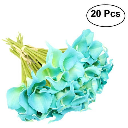 Calla Lily Orchid Bouquet (20pcs Artificial Calla Lily Bridal Wedding Bouquet Flowers Real Touch Decorative Bouquet (Sapphire)