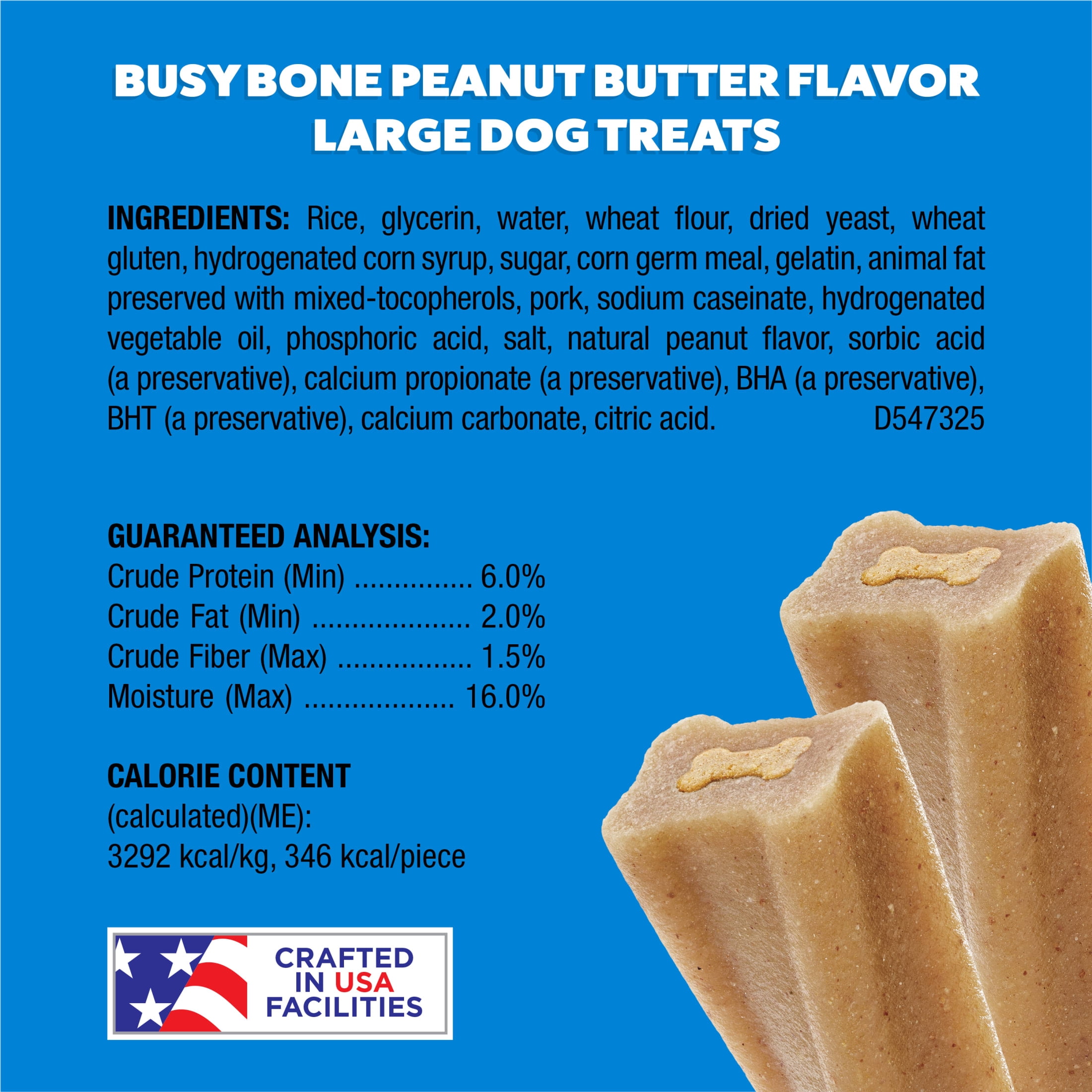 (8 pack) Purina Busy Bone Dog Treats, Peanut Butter Flavor Long-Lasting Chews for Small & Medium Dogs, 35 oz Pouch