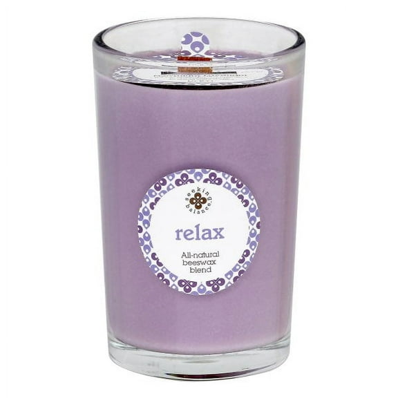 ROOT Candles Seeking Balance Beeswax Blend Candle, 8-Ounce, Relax: Geranium Lavender