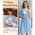 thumbnail image 3 of Oudiya Short Sleeve Maternity Nursing Dress Nightgown with Button Labor and Delivery Gown for Hospital S-XXL, 3 of 6