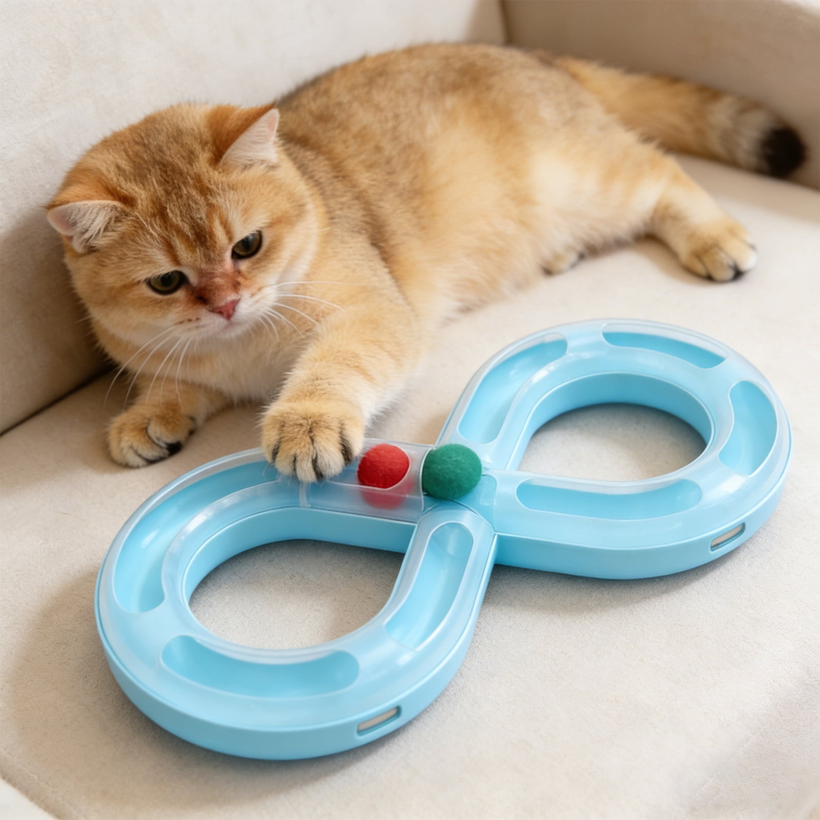 Infinity Track Cats Toy - Interactive Roller Ball Puzzle For Kittens & Cats, Self-Play Amusement To Release Energy & Reduce Boredom