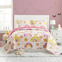 Urban Playground Kids and Teens Rainbows and Suns Pink 2-Piece Quilt Set, Twin