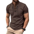 thumbnail image 4 of Men's short-sleeved henley shirt light lace-up sports short-sleeved top casual outdoor top, 4 of 8