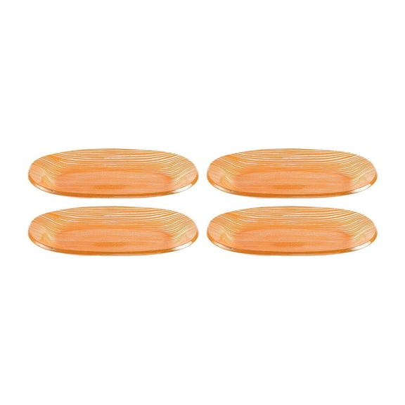 Glass Dinnerware 7.75" x 4.25" x h:0.5" Oval Orange Glass Platter (Set of 4)
