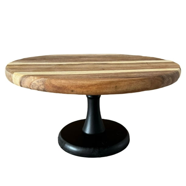 Soporte para pasteles, postres y cupcakes, soporte decorativo de madera para pasteles, bandeja para servir pasteles. 25 centímetros