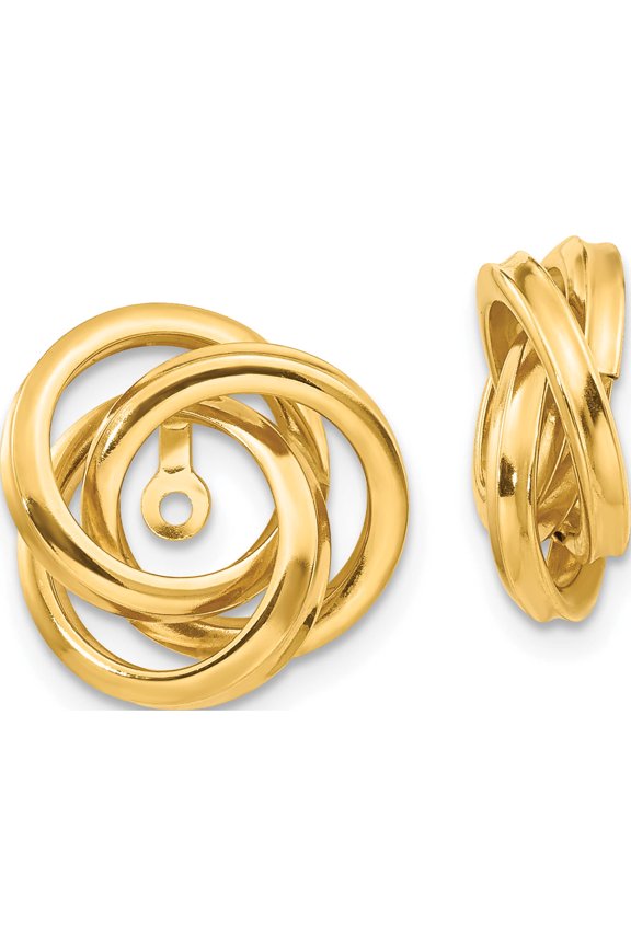 14K Yellow Gold Polished Love Knot Earring Jackets (15 X 15) Made In United States z385j