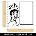 thumbnail image 2 of Happy Excited Manga Man with Empty Speech Text Bubble Self-Inking Rubber Stamp Ink Stamper - Orange Ink - Small 1 Inch, 2 of 7