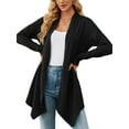 thumbnail image 3 of SHIBEVER Womens Cardigan Fall Open Front Shirts Casual Lightweight Sweaters Loose Fit Long Sleeve Blouses Fashion Tunics Tops Solid Color Black Plus Size XXL, 3 of 5