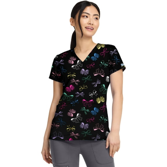 Med Couture Prints Scrubs Top For V-Neck Print MC8564