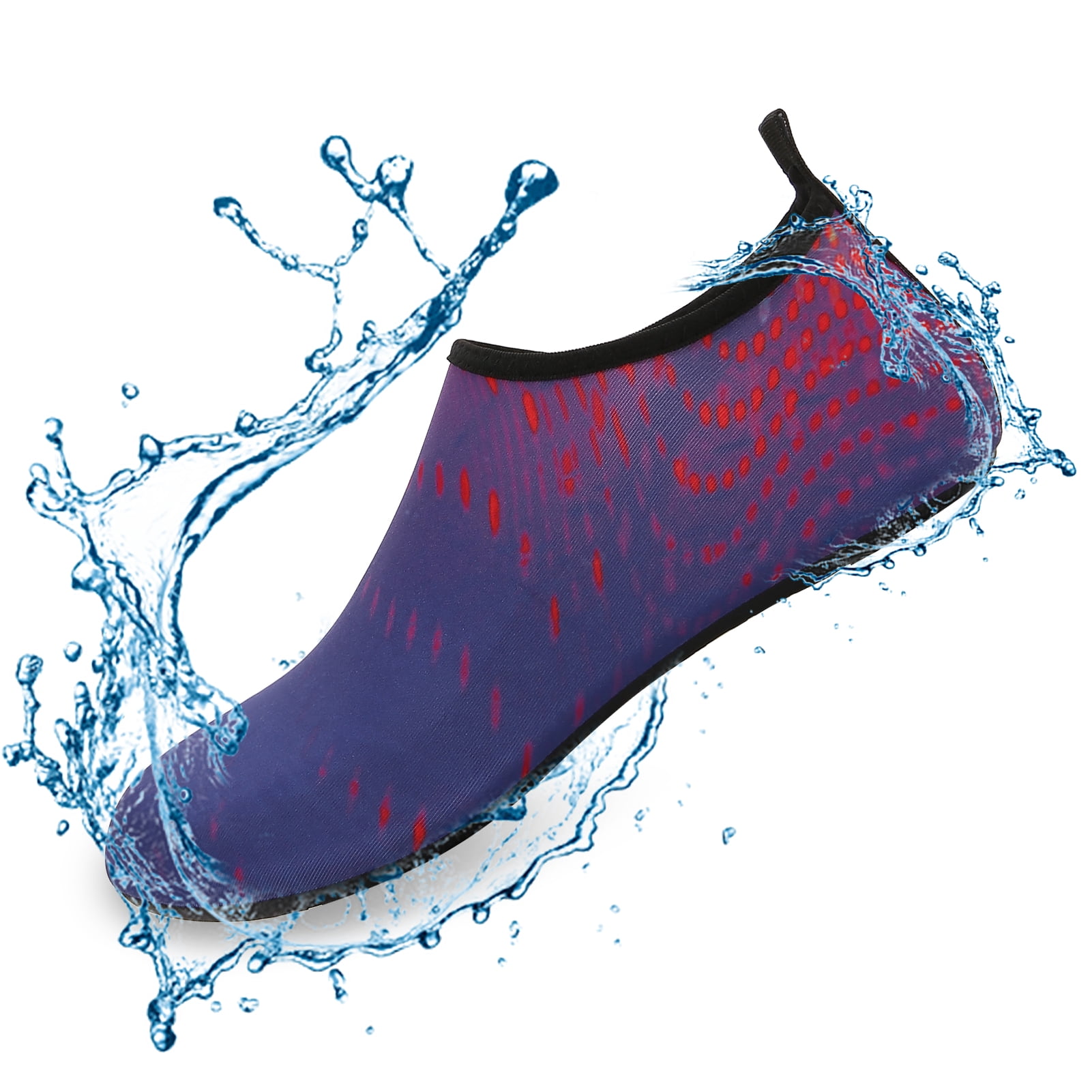 Men and Women a Slip On Barefoot Quick-Dry Beach Aqua Yoga Water Shoes (Meteor/Purple Red, 5.5-6.5 Women/5-5.5 Men)
