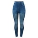 thumbnail image 1 of Gibobby Flare Leggings Leggings con patrón cintura alta para mujer, pantalones vaqueros imitación, mallas adelgazantes versátiles 80% algodón, mallas elásticas altas（Gris，Talla única), 1 of 4