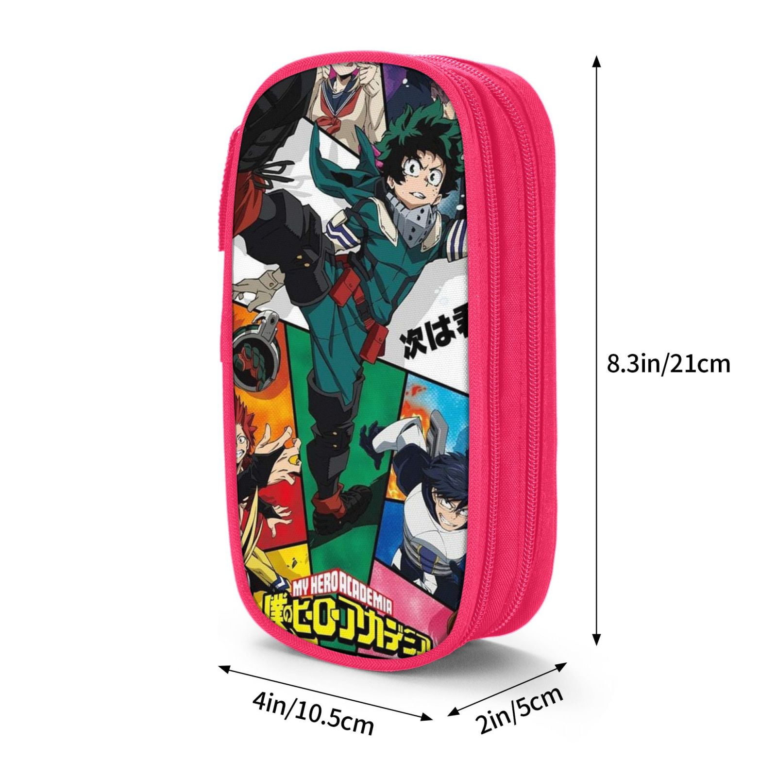 My Hero Academia Pencil Case Large Capacity Pencil Pouch Pen Bag Office Stationery Organizer Travel Makeup Bag Pink