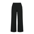 thumbnail image 4 of Womens Capri Pants Summer Cropped Pants Comfy Tummy Control Capris with Pockets Loose Fit Soft Lounge Capri Trousers, 4 of 5