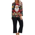 thumbnail image 1 of Liquidation à Moins de 9! Ensemble de Pyjama Décontracté Imprimé de Noël pour Femmes Sevevn, Haut et Pantalon, Liquidation Aujourd'hui, Noir, TTG, 1 of 3