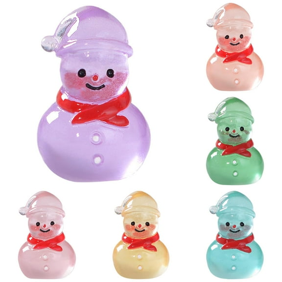 9-Piece Cute Glow-In-The-Dark Snowman Christmas Ornament (9 Colors)/ Christmas Luminous Resin Snowman 9 Colors Resin Snowman Tiny Little Small Snowmen For Dollhouse Garden Decor Christmas Fillers