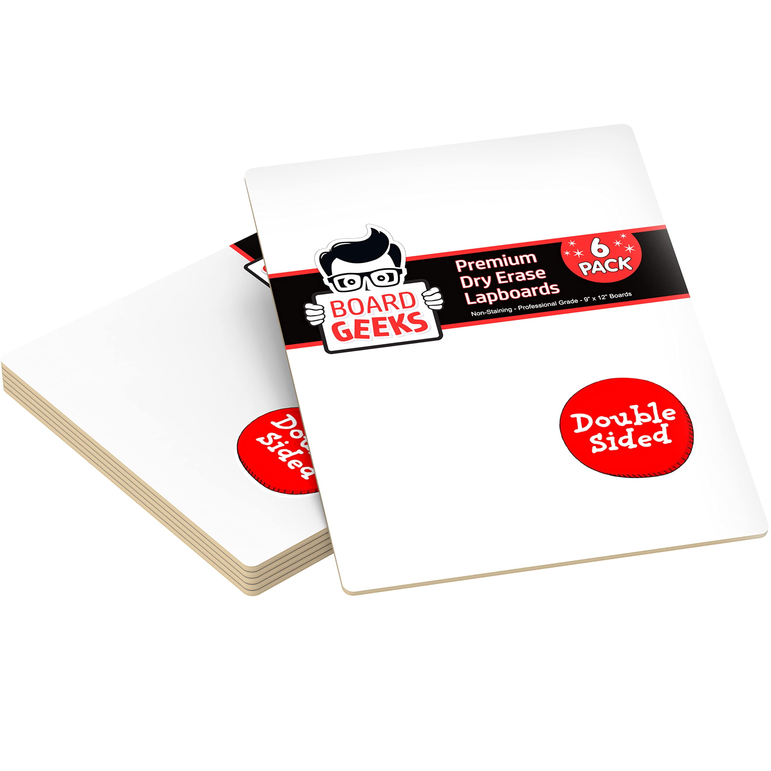 Board Geeks Dry Erase Lapboard 9 X 12 Inch Large 6 Pack DoubleSided