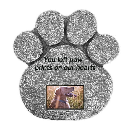- Paw Print Pet Memorial Stone with Customizable Photo Slot. Loss Of Pet Gift. Dog or Cat Memorial.