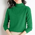 thumbnail image 2 of WTXUE Turtleneck Sweatshirt Crochet Sweaters High Neck Long Sleeved Textured Printed Knitted Base Layer Loose Inner Sweater Oversized Sweatshirt Half Zip Pullover Womens Sweatshirt Green L, 2 of 9