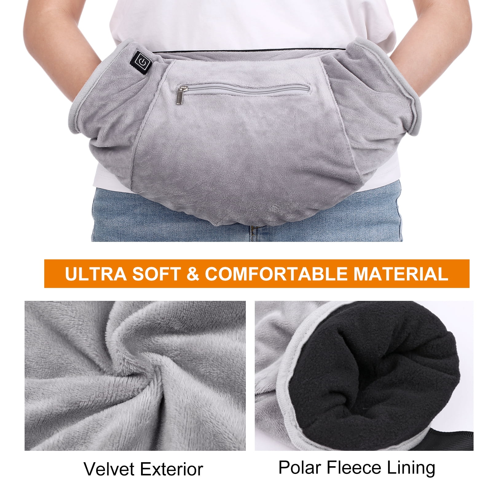 Electric Heated Hand Warmer Muff Cold Weather Thermal Glove Waist Bag for Hunting Skiing Camping