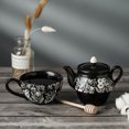 thumbnail image 6 of Taimei Teatime Tea Sets for Aduts, Black and White Ceramic Tea for One with Teapot and Cup Set, Including Infuser for Loose Leaf Tea & A Honey Sticker, 6 of 6