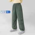 thumbnail image 2 of zbxnLI Kids Cargo Pants Elastic Waist Wide Leg Casual Sports Pants Thin Loose Fashion Trousers with Pockets for Boys Girls, 2 of 5