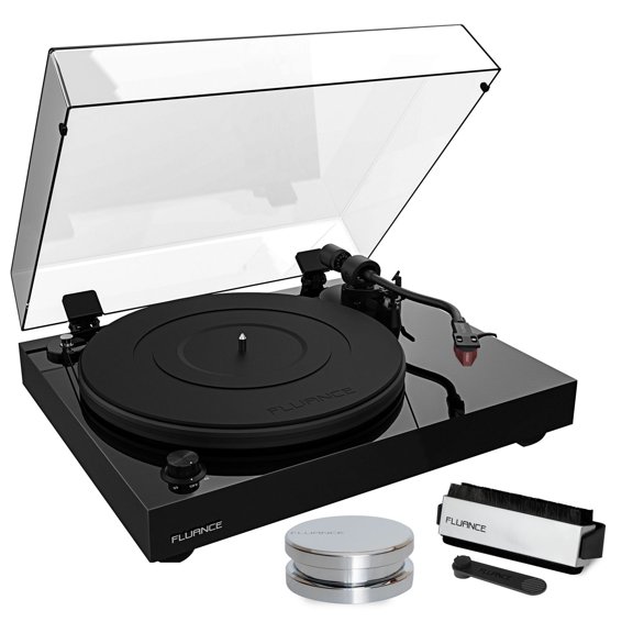 Fluance RT83 Reference High Fidelity Vinyl Turntable Record Player with Ortofon 2M Red Cartridge, Speed Control Motor, Record Weight, 3 in 1 Stylus and Record Cleaning Vinyl Accessory Kit