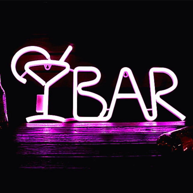 Letrero de Barra LED, Luz de , USB/barra de Batería, de Publicidad Iluminadas, Letrero de Pantalla Eléctrica para Decoración de Púrpura Colco bar lámpara de neón