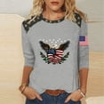 thumbnail image 2 of Levmjia Women T-Shirt Patriotic American Flag Eagle Print 3/4 Sleeve Crewneck Casual Loose Fit Summer Top for Independence Day, 2 of 5
