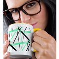thumbnail image 2 of 3drose, Retro Modern Criss-crossed Mint Green and Black Stripes on White, 11oz Two-tone Yellow Mug, 2 of 6