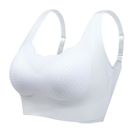 Bigersell Balconette Bras for Women Deals Padded Bras for Women No Underwire Bra Style B1908 V-Neck Padded Bras Hook and Eye Bra Closure Big & Tall Size Supportive Sports Bras for Women White 3XL