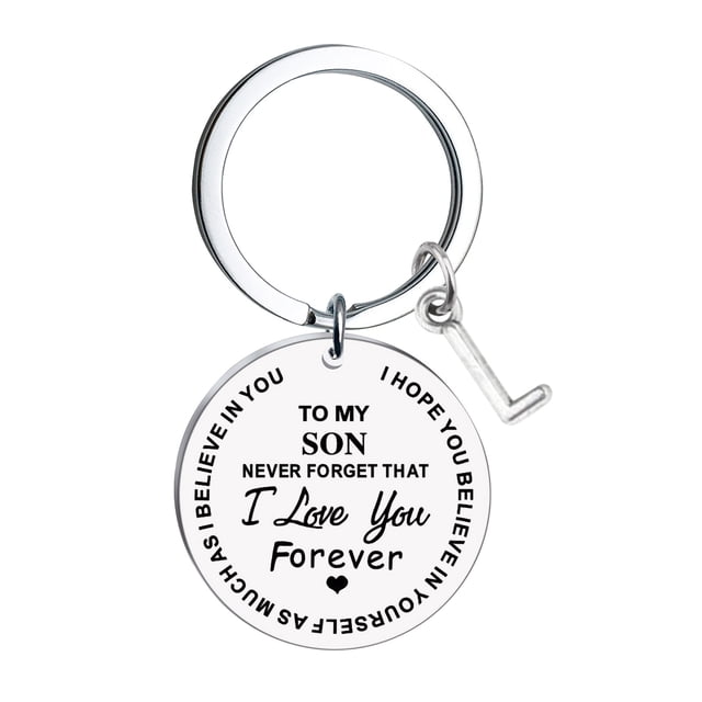 Creative DIY To My Son Stainless Steel Last Name 26 Letter Keychain 2.5x2.5cm